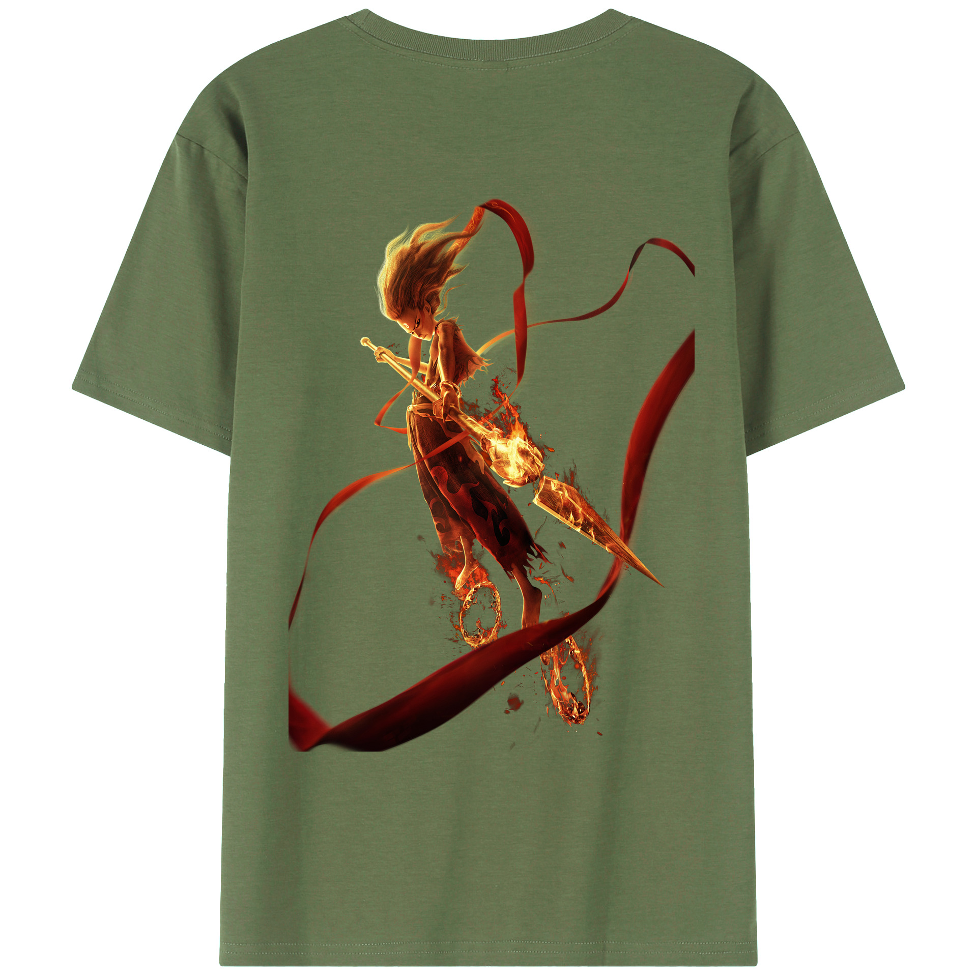 （画像用） Ne Zha 2 ナタ 魔童の大暴れ 綿100％ メンズ半袖Tシャツ（バックプリント） 通気性